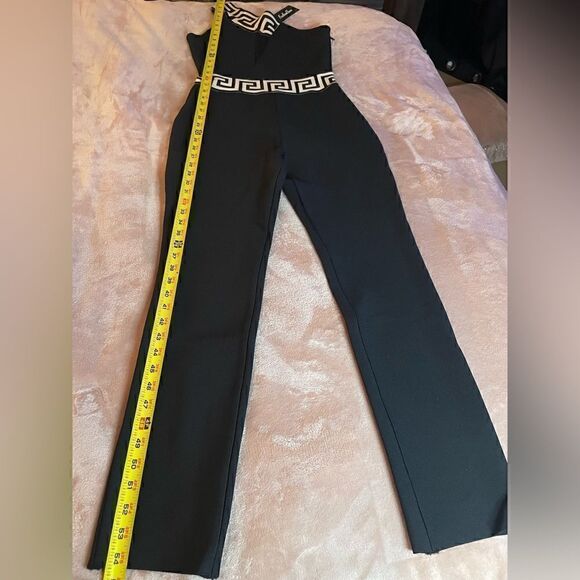 NWT Women’s Black/ Beige/One Shoulder/Bandage/Party/Formal Jumpsuit Size - Picture 7 of 11